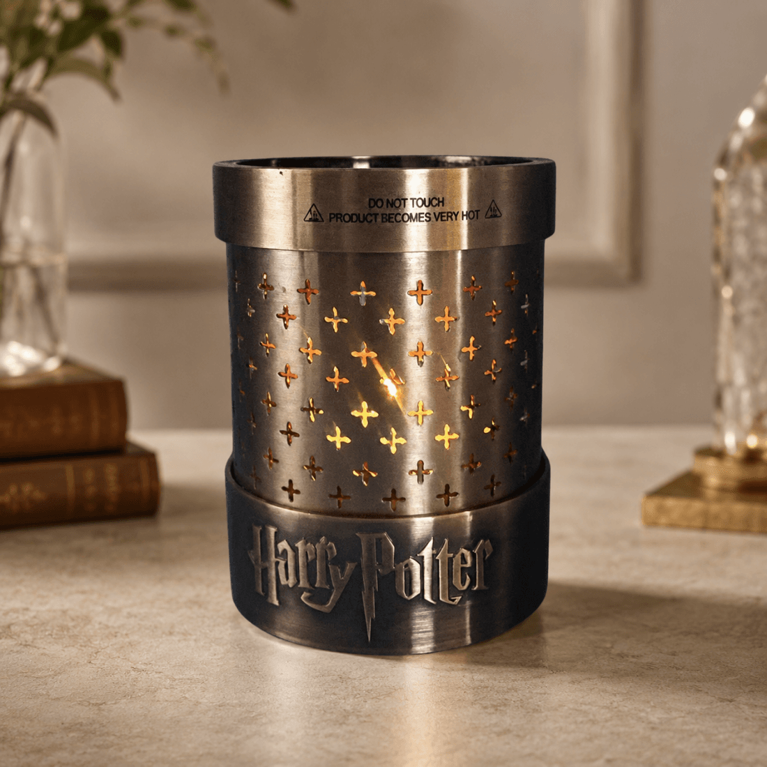 Harry Potter Potion Lava Lamp Base displayed with warm tealight glow on a neutral interior surface