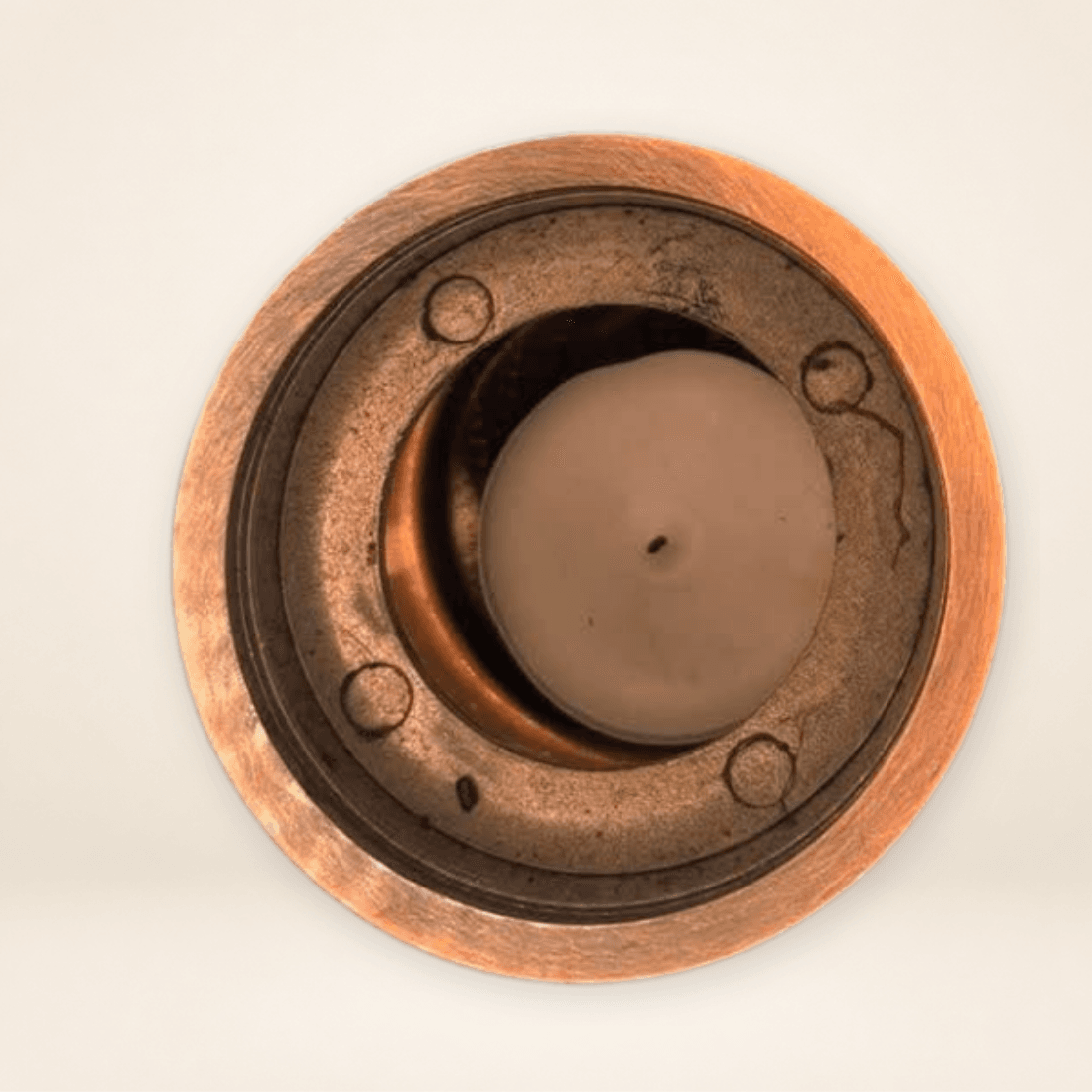 Top view of Harry Potter Potion Lava Lamp metal base showing the internal tealight holder
