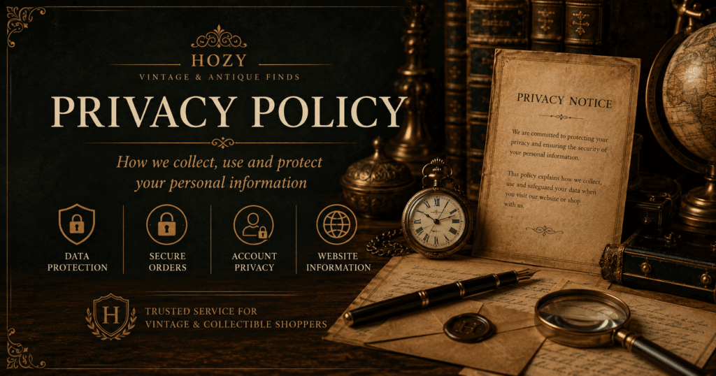 UK privacy policy for Hozy Vintage & Antique Finds showing privacy, data protection and secure online shopping information
