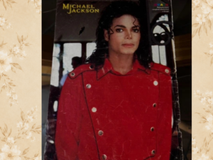 Vintage 1990s Michael Jackson A4 poster in red jacket