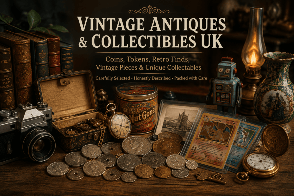 Vintage antiques & collectibles UK including coins, tokens, retro items and collectable pieces