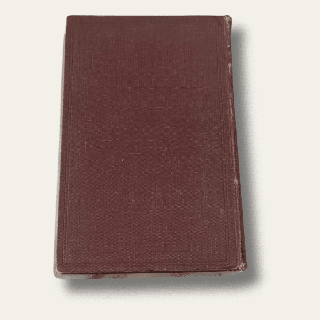 Burgundy cloth back cover of Old Mortality with visible rubbing and wear along the spine edge and corners