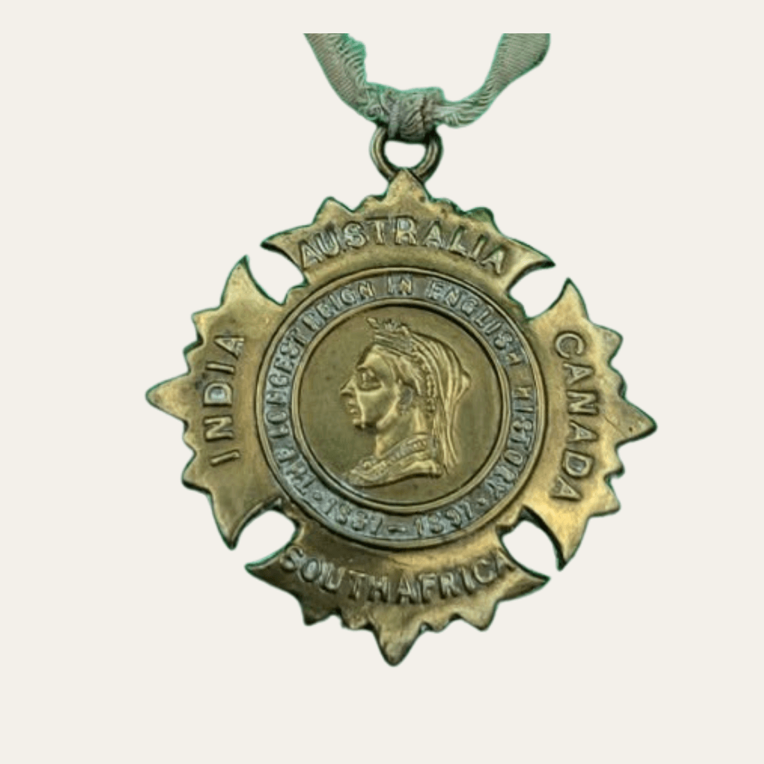 Queen Victoria Diamond Jubilee medal 1897 with faded ribbon front view