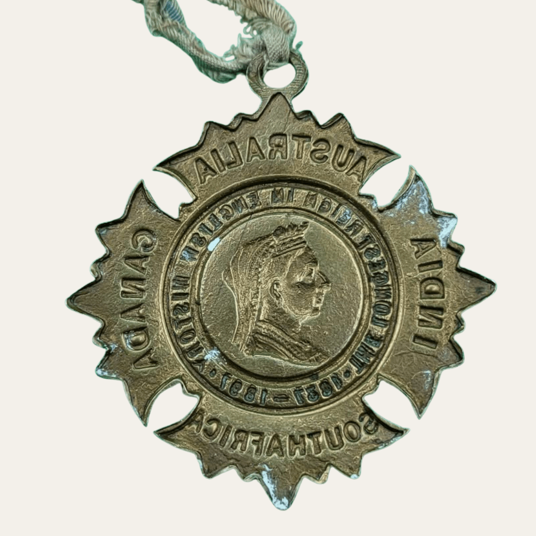 Antique Queen Victoria Diamond Jubilee Medal with Aged Ribbon, 1897 - Image 2